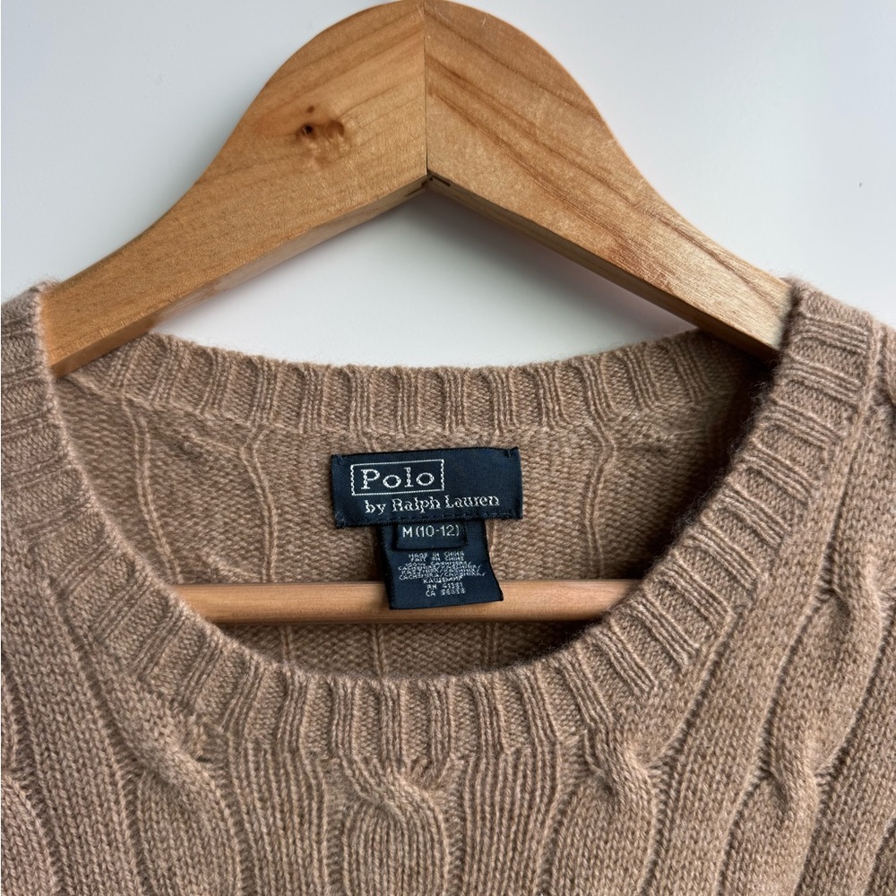 Ralph Lauren Women’s Beige Cable Knit Crewneck Sweater - Picture 2 of 3